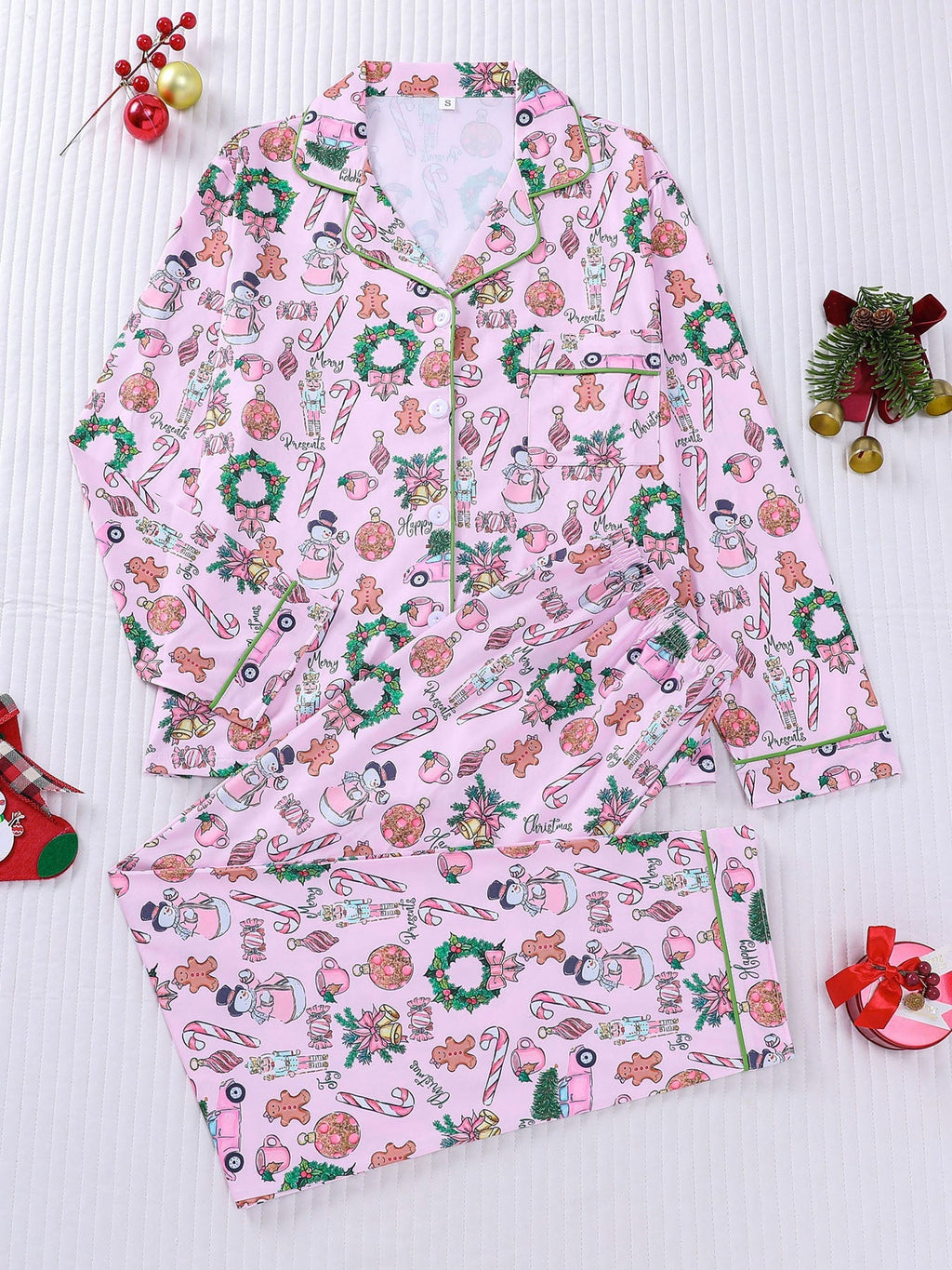 Pink Holiday Icons Pajama Set
