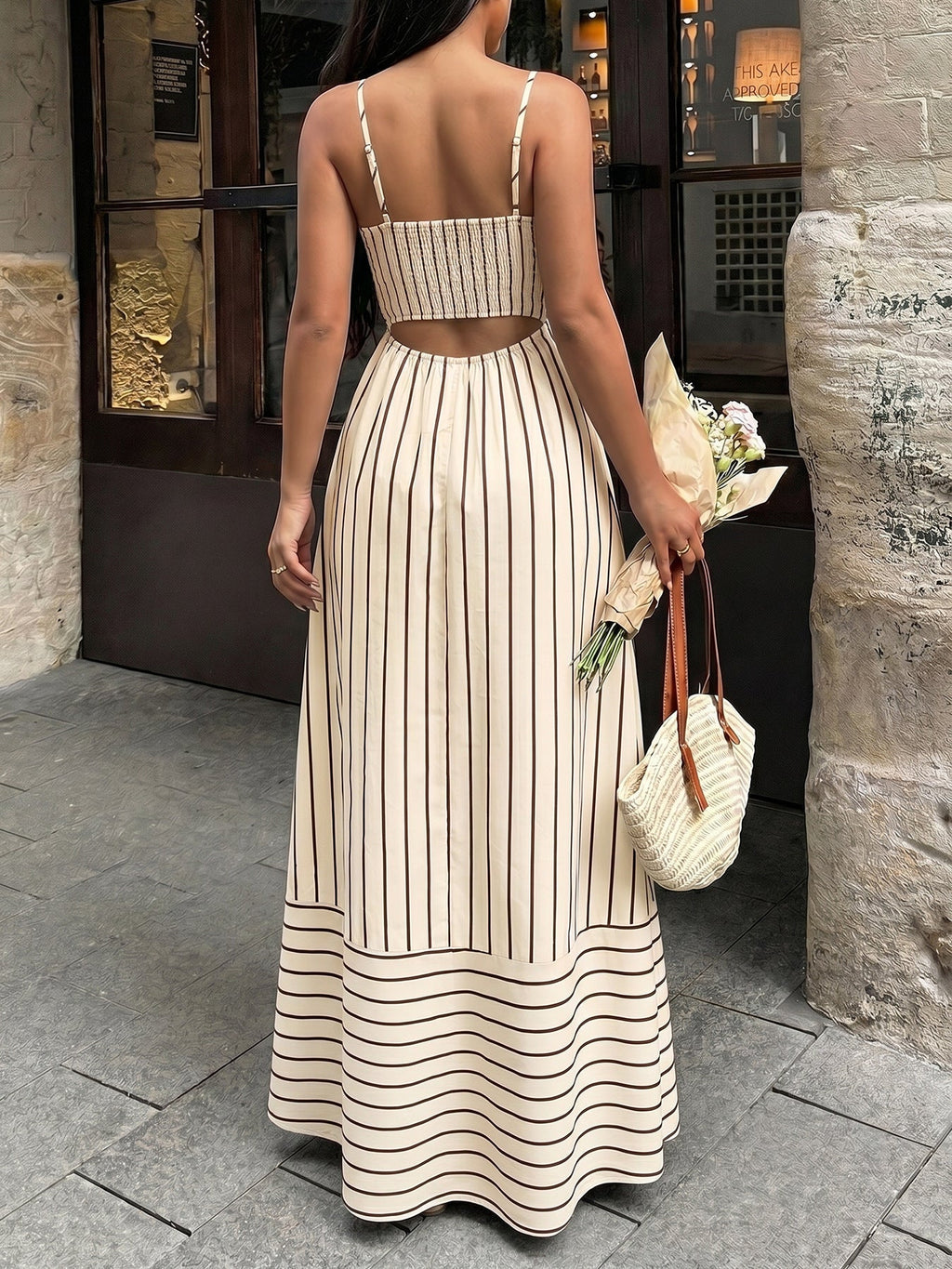 Striped Smocked Back Maxi Dress