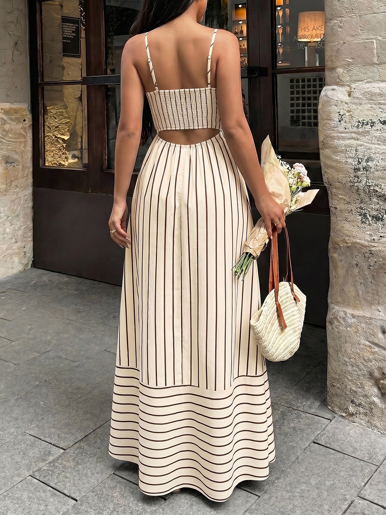 Striped Smocked Back Maxi Dress
