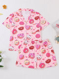 Girls Donut Print Pajama Set