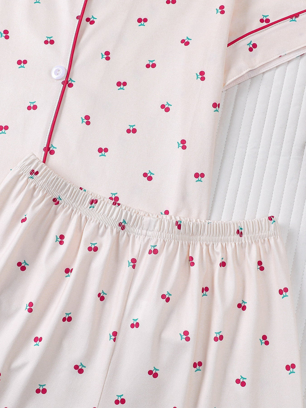 Girls Cherry Print Pajama Set