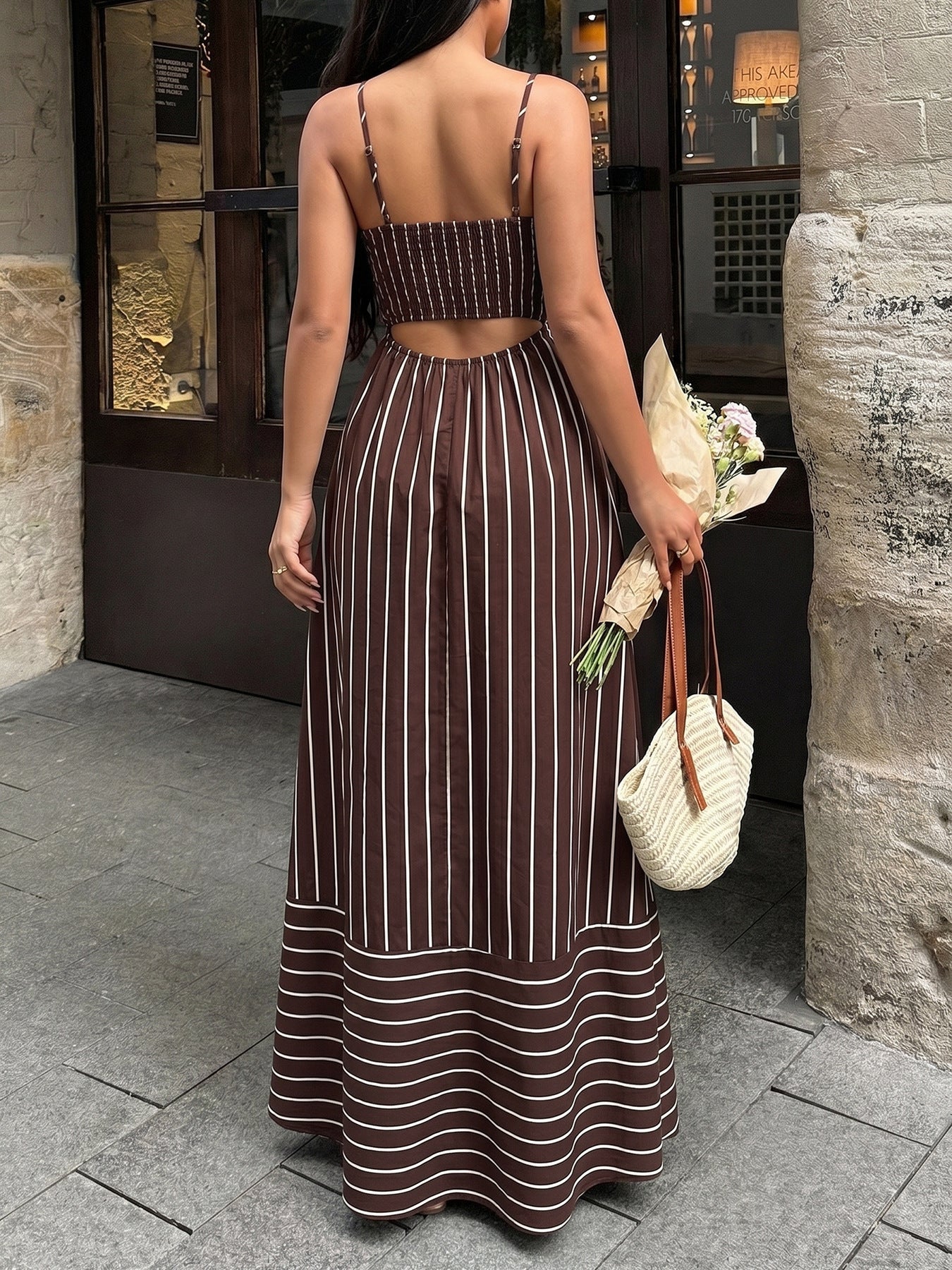 Striped Smocked Back Maxi Dress