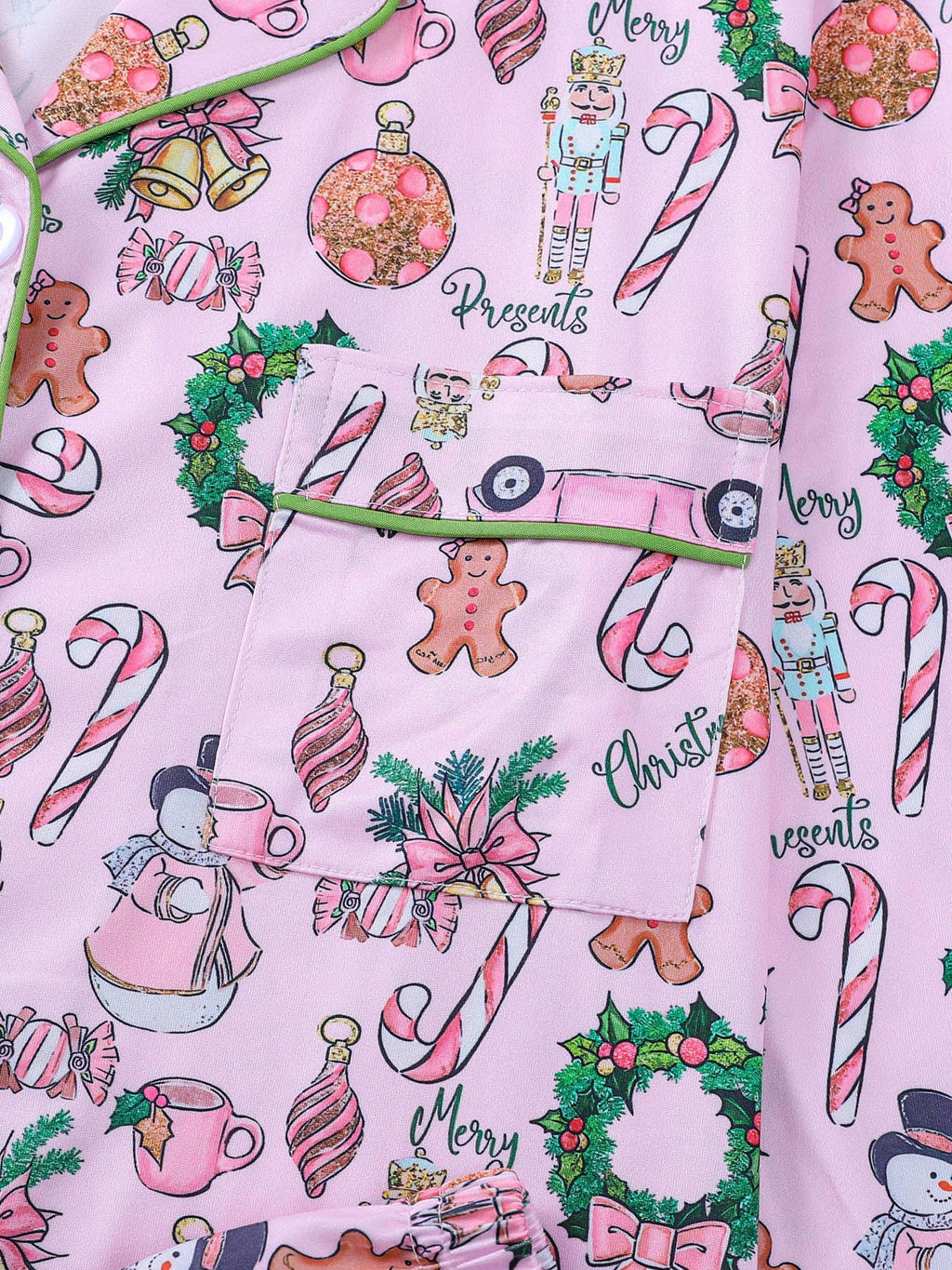 Pink Holiday Icons Pajama Set