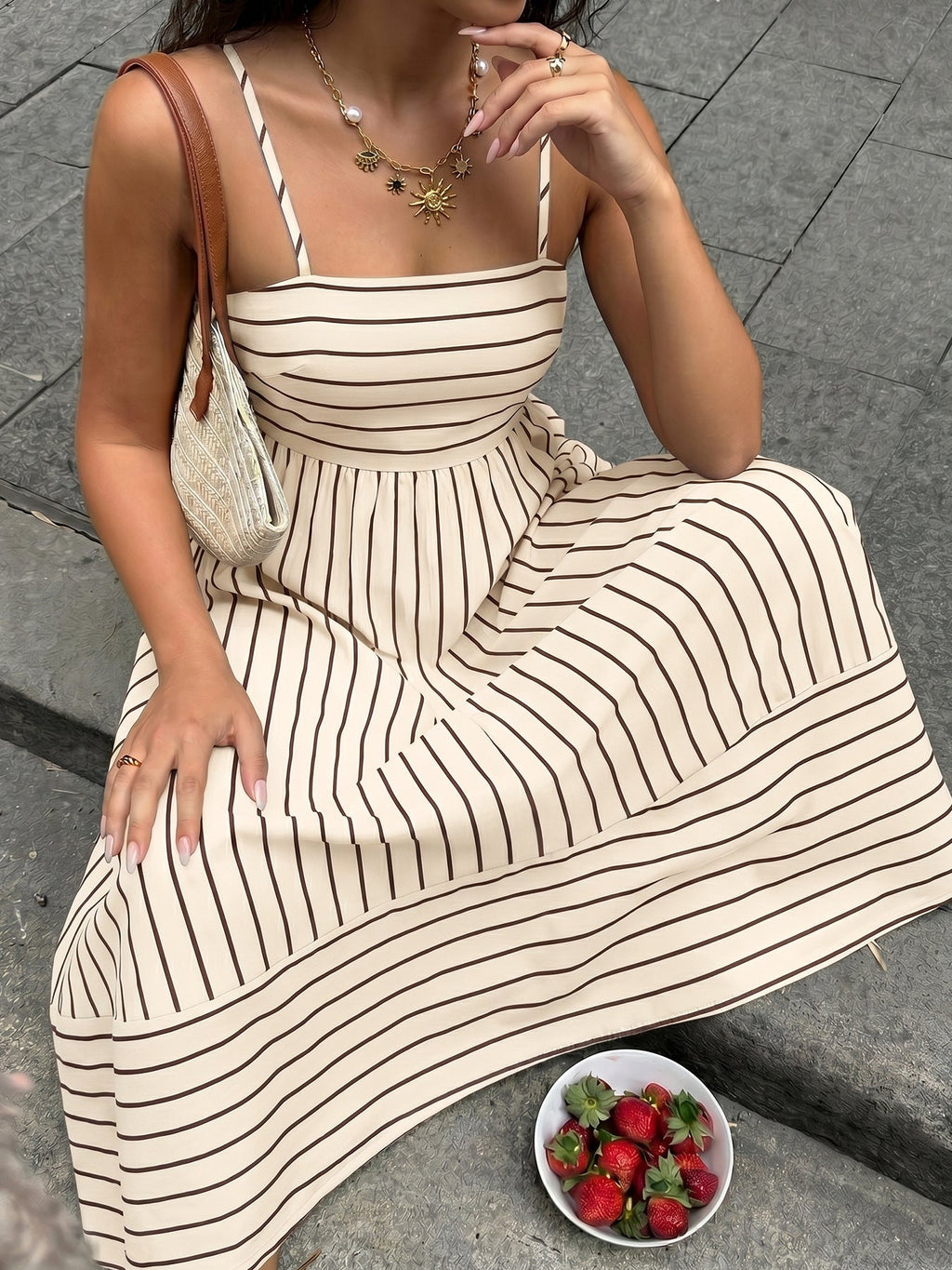Striped Smocked Back Maxi Dress