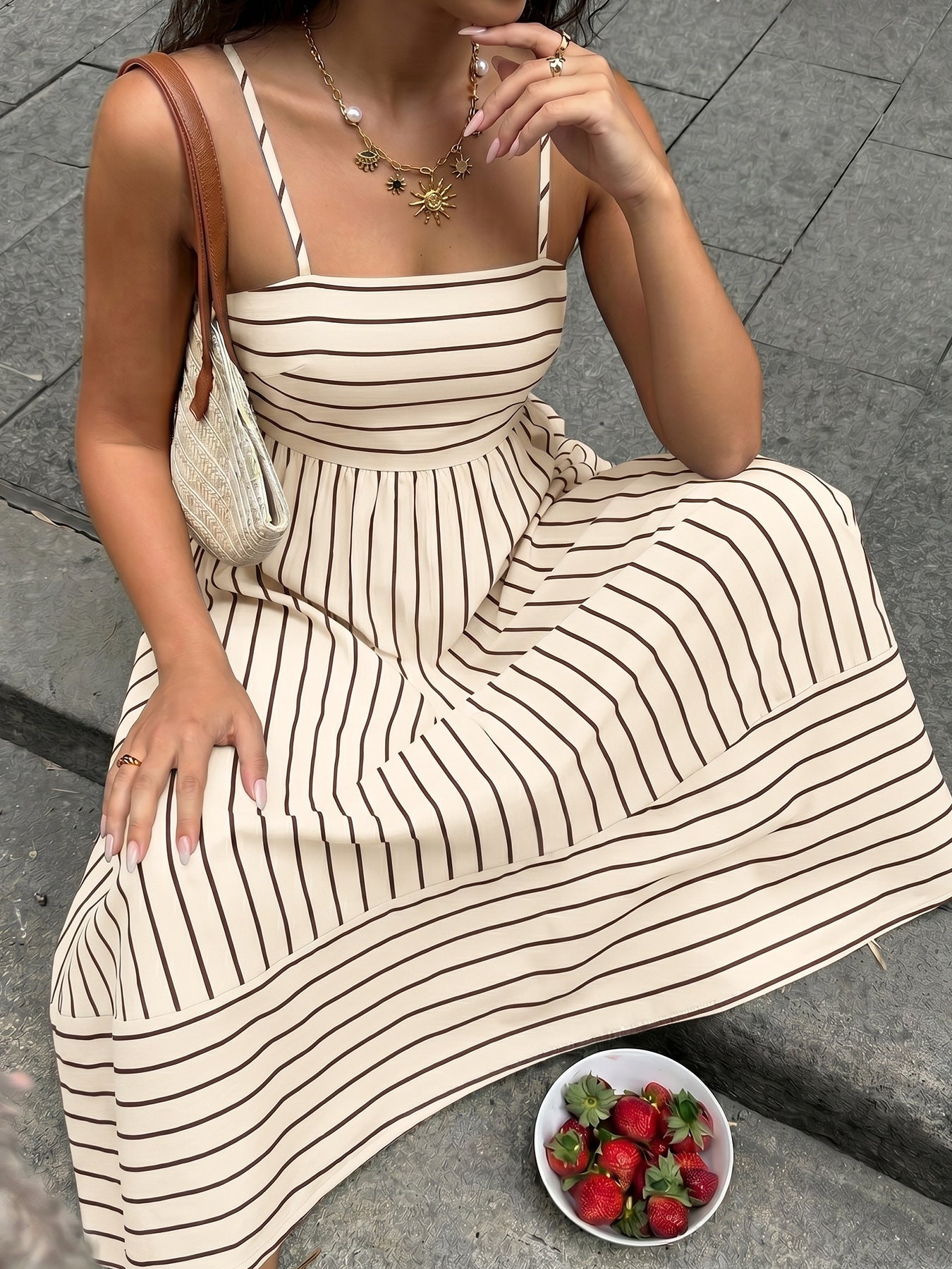 Striped Smocked Back Maxi Dress