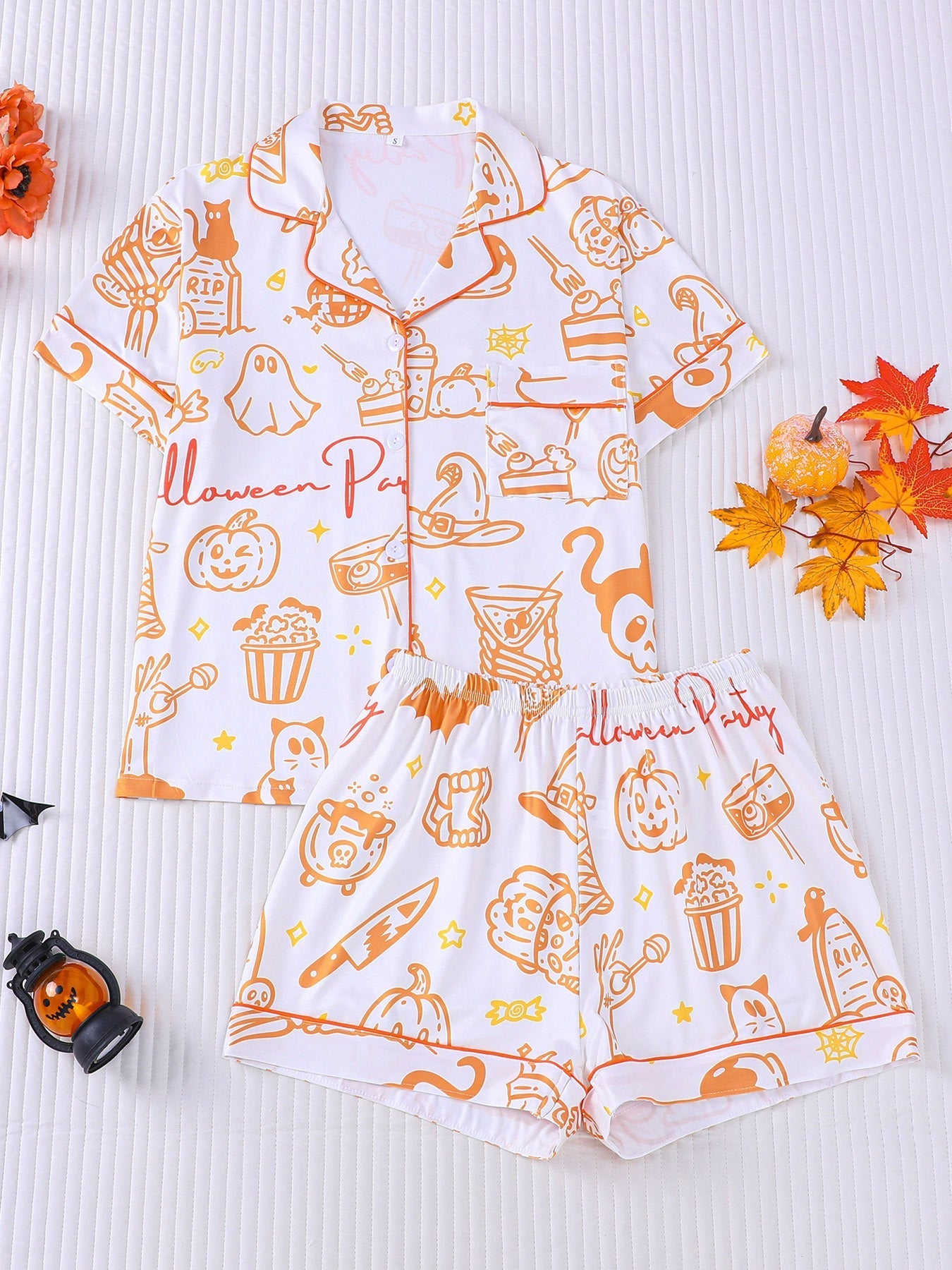 Halloween Party Print Pajama Set