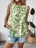 Leaf Printed Sleeveless Top
