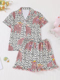 Girls Cow Print Pajama Set