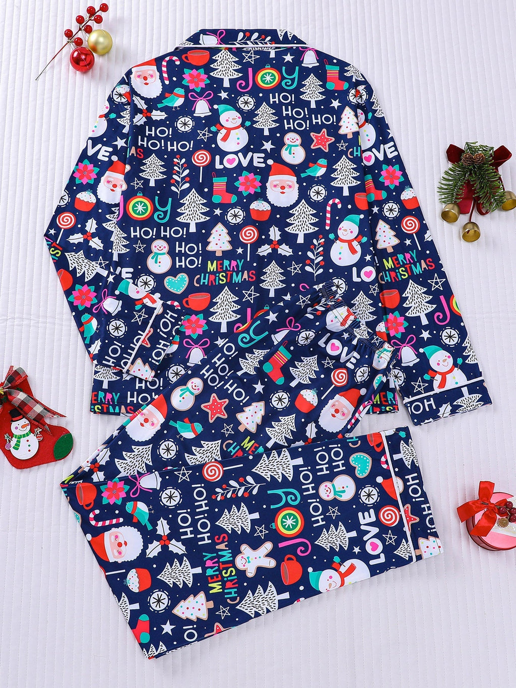 Merry Christmas Icons Long Sleeve Pajama Set