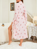 Cherry Print Plush Lounge Robe