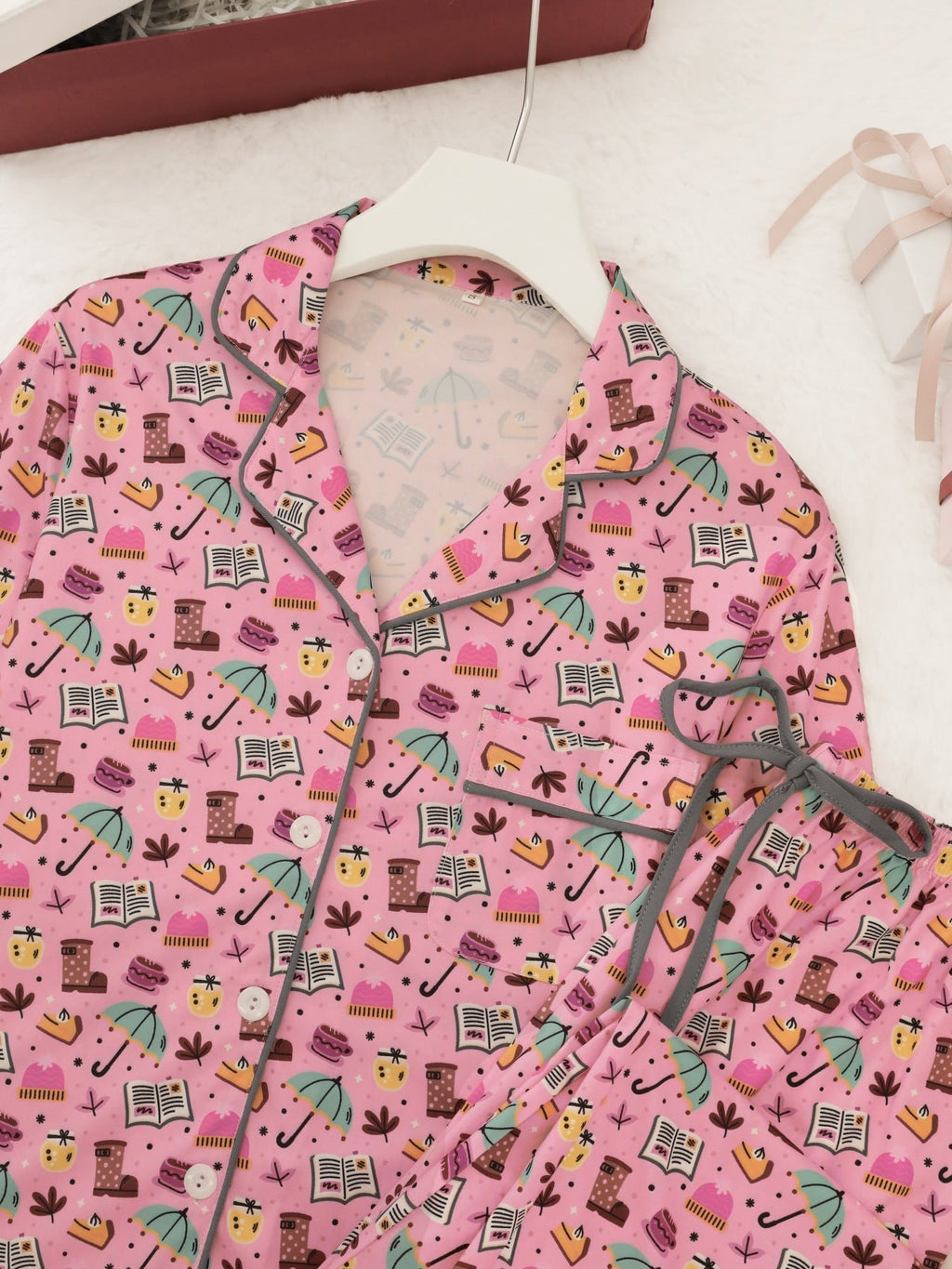 Cozy Autumn Icons Long Sleeve Pajama Set