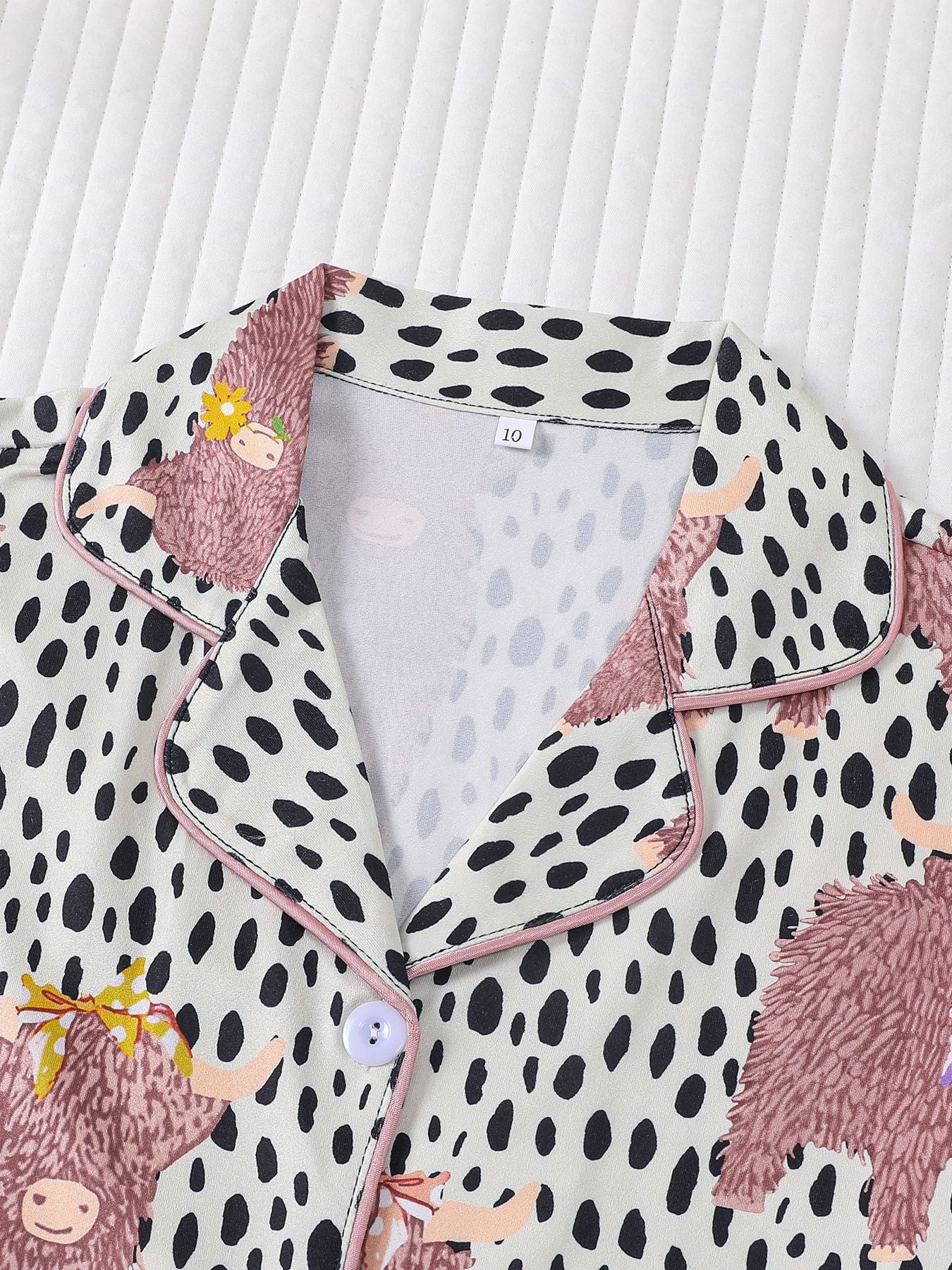 Girls Cow Print Pajama Set