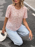Pink Sheer Floral Lace Blouse