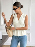 Textured Open Back Tie Waist Top