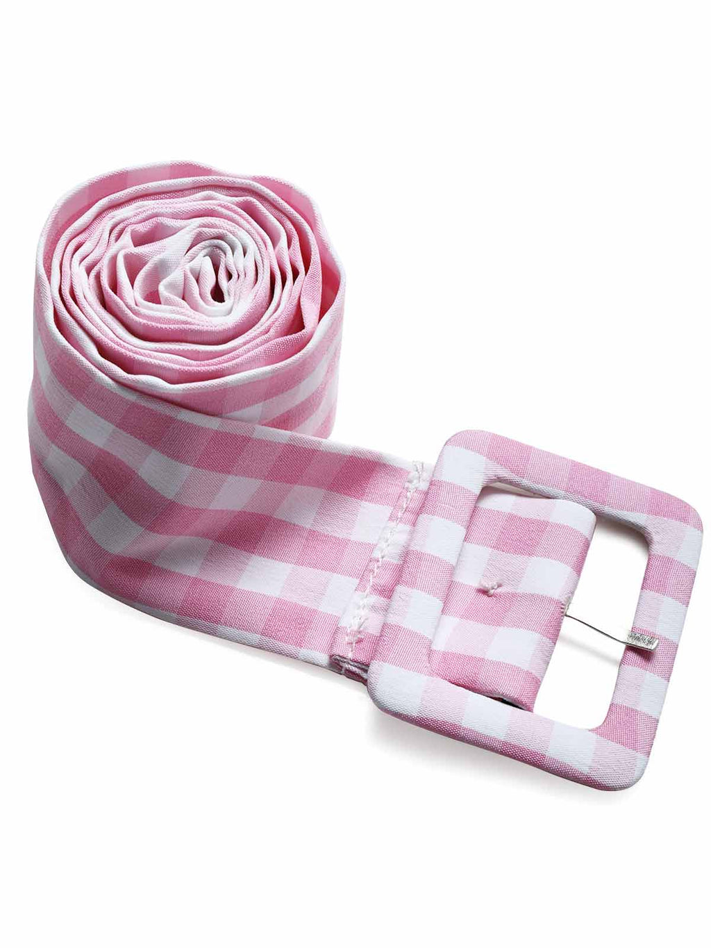 Pink 1940s Gingham Lapel V-Neck Belted Swing Dress