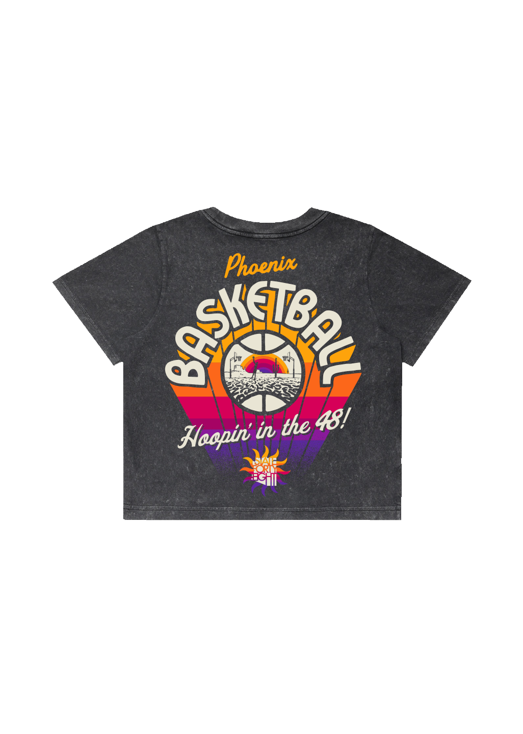 Women's Heavy Crop Top Hoopin' In The 48 | Stone Wash