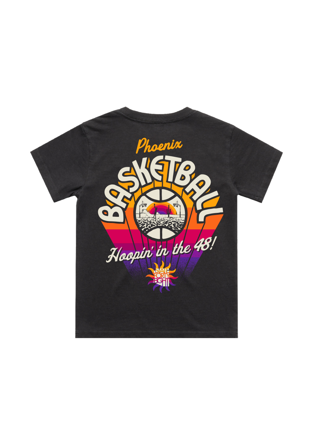 Youth Heavy Crew Neck Hoopin' In The 48 | Faded Black