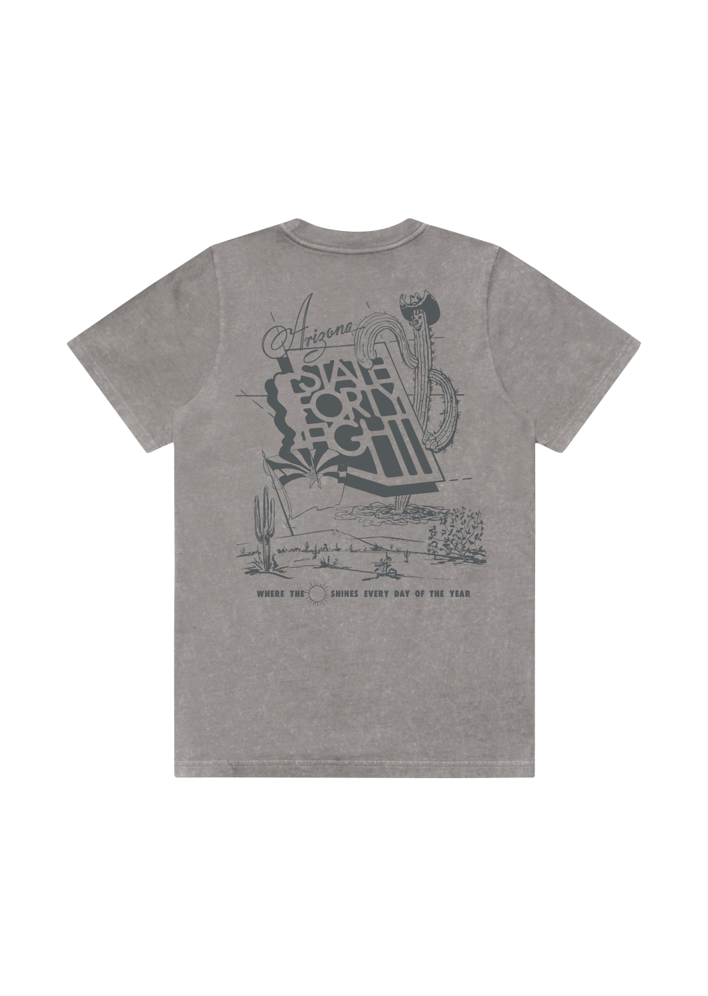 Women's Heavy Stone Wash Crew Neck Where The Sun Shines | Grey Stone