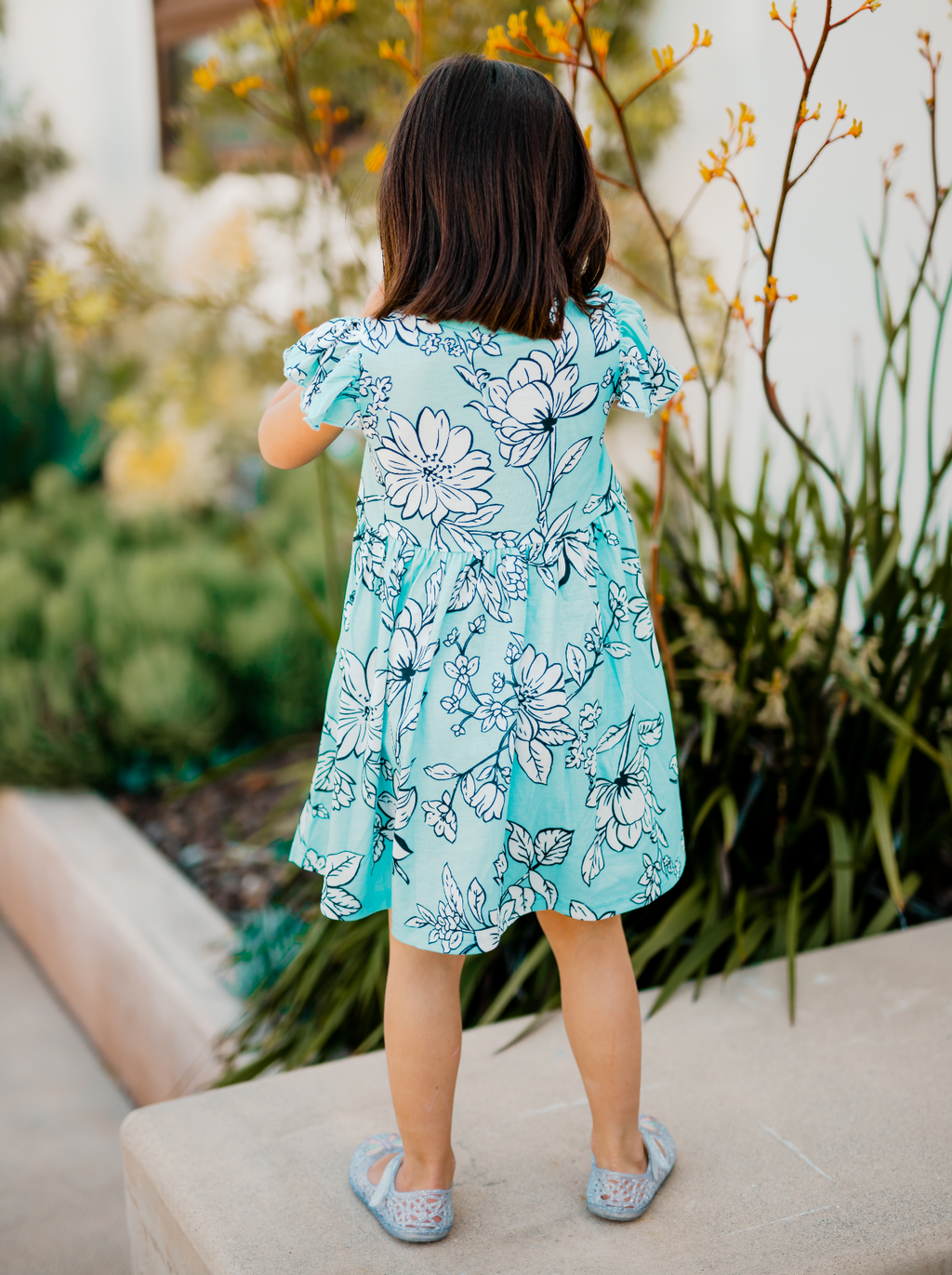 Ruffle Sleeve Little Girls Dress
