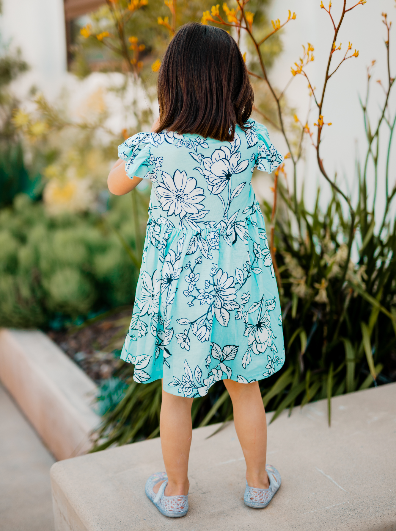 Ruffle Sleeve Little Girls Dress