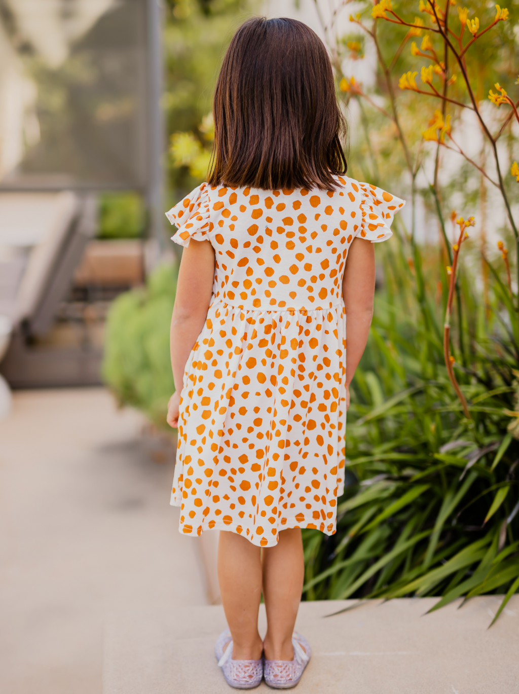 Ruffle Sleeve Little Girls Dress