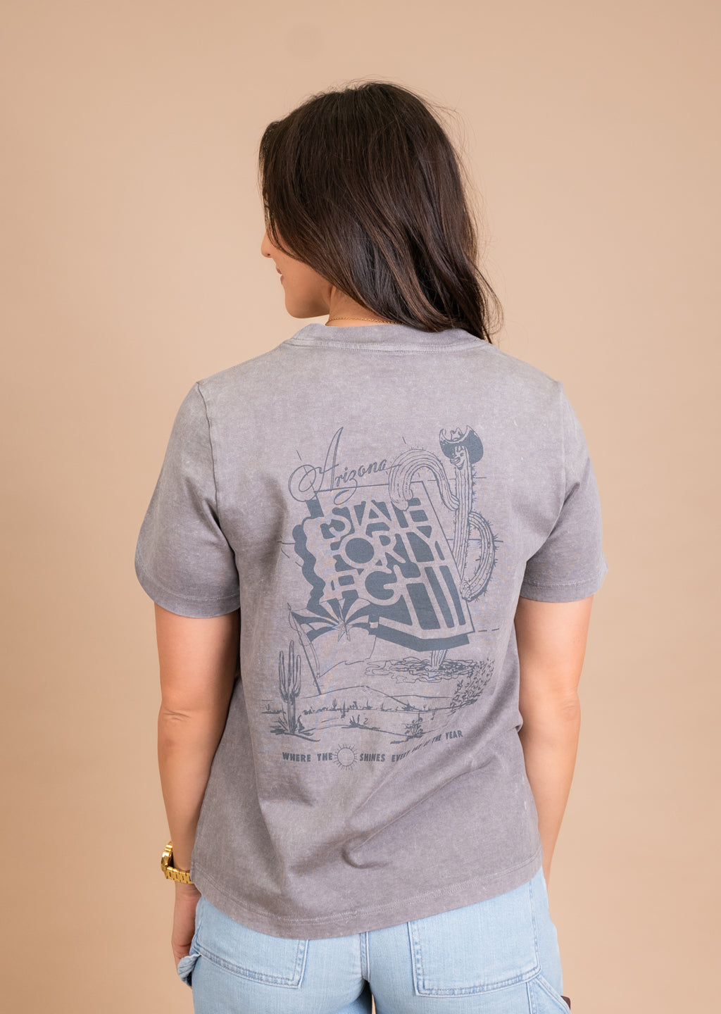 Women's Heavy Stone Wash Crew Neck Where The Sun Shines | Grey Stone