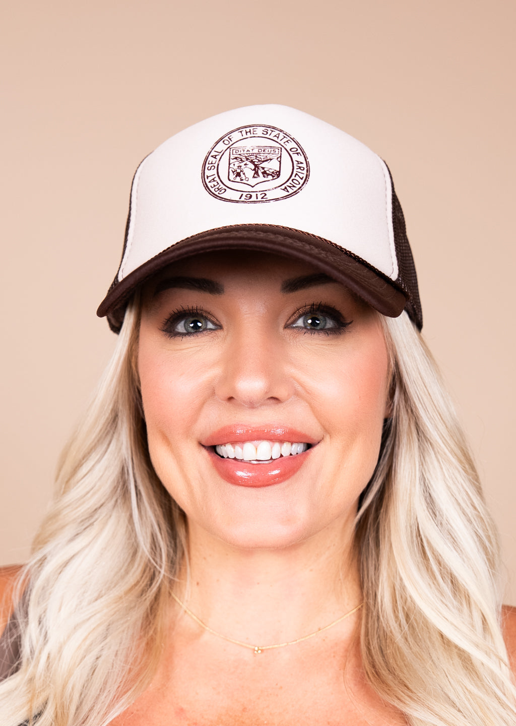 Snapback Trucker Hat AZ Seal | Brown & Cream
