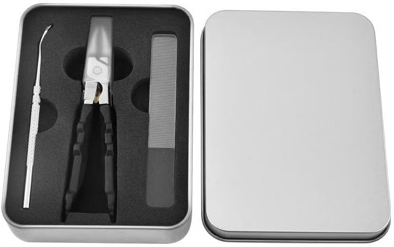 Black Anti-Slip Grip Gear Lock Nail Clipper Set with Ultra-Sharp Tips for Precise Access to Nail Grooves