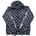 Navy Blue & Black Checkered Flame Hoodie