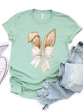 Bunny Ears Striped Bow Graphic Tee