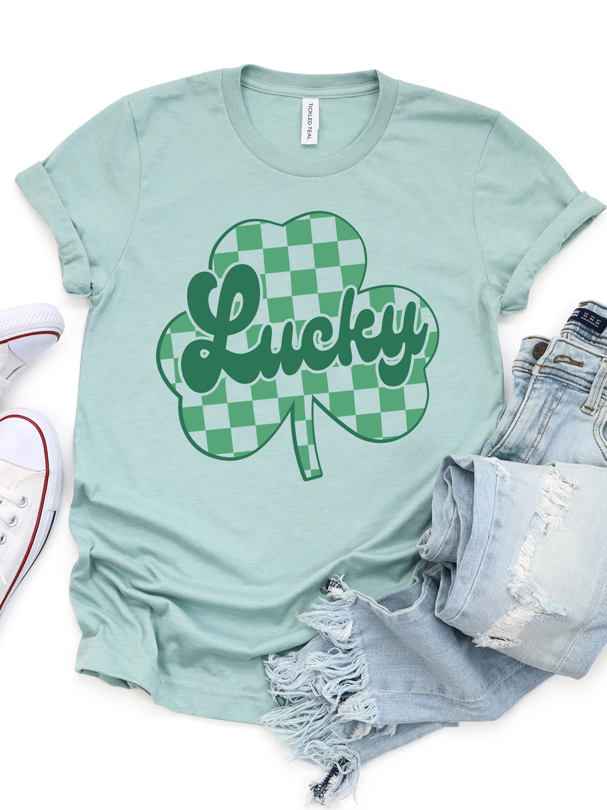 Lucky Checkered Clover Graphic Tee