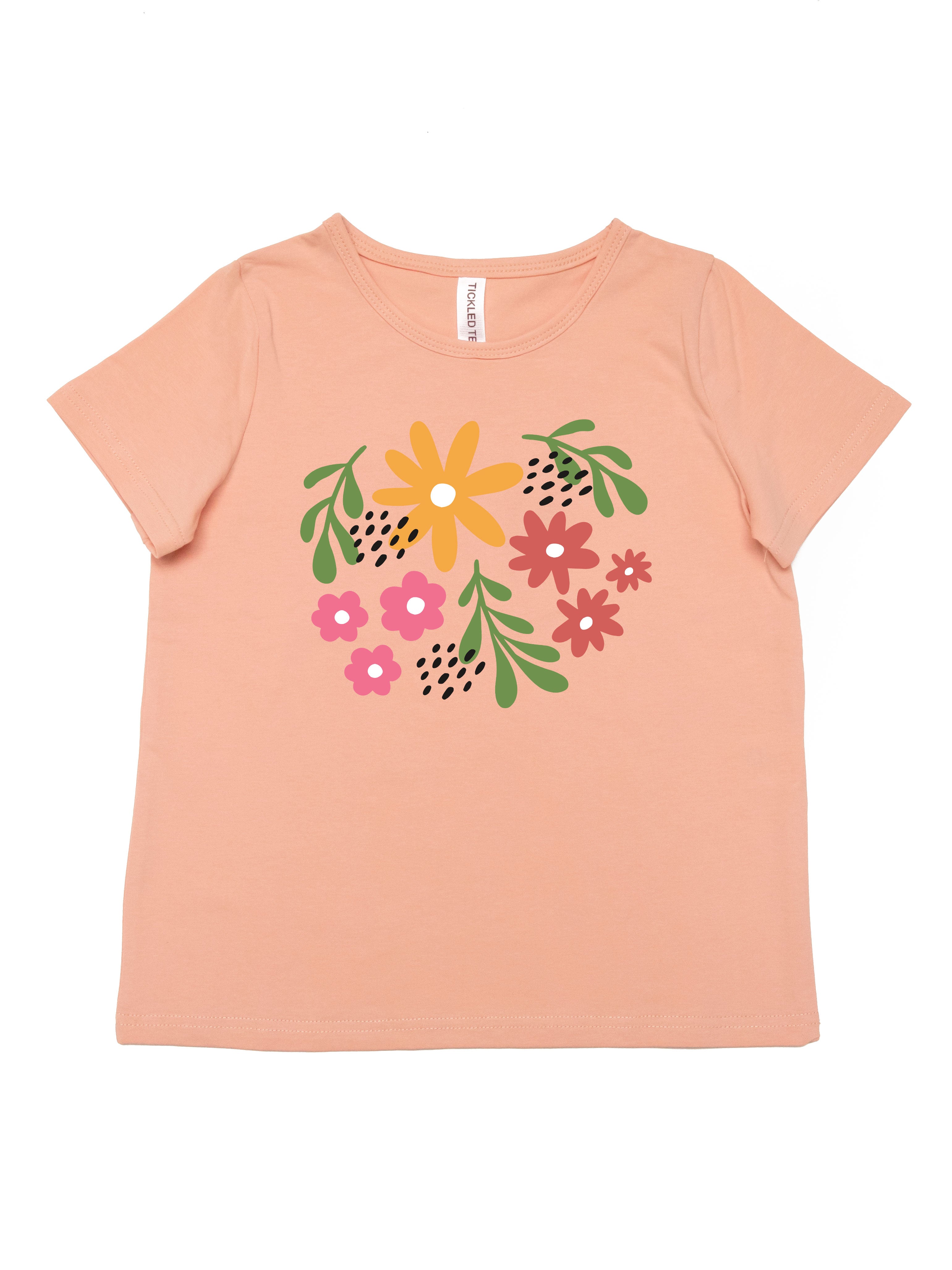 Colored Floral Dot Kids Graphic Tee