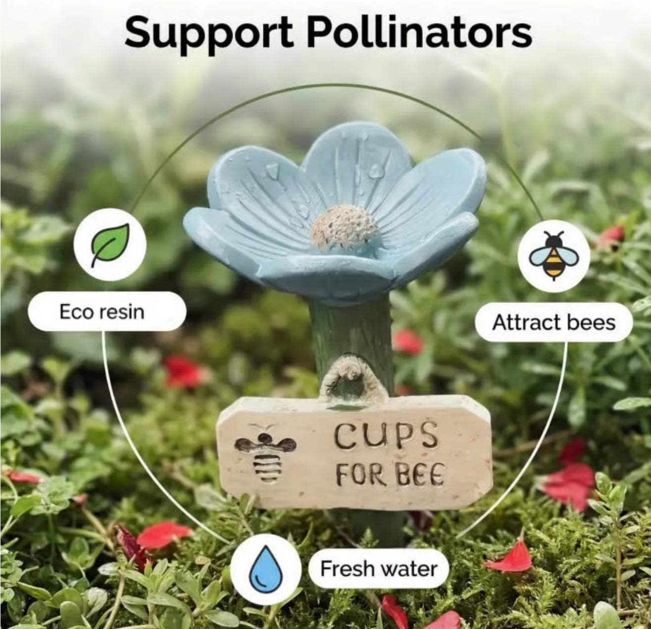 🌸Flower-shaped resin bee watering station🐝💧