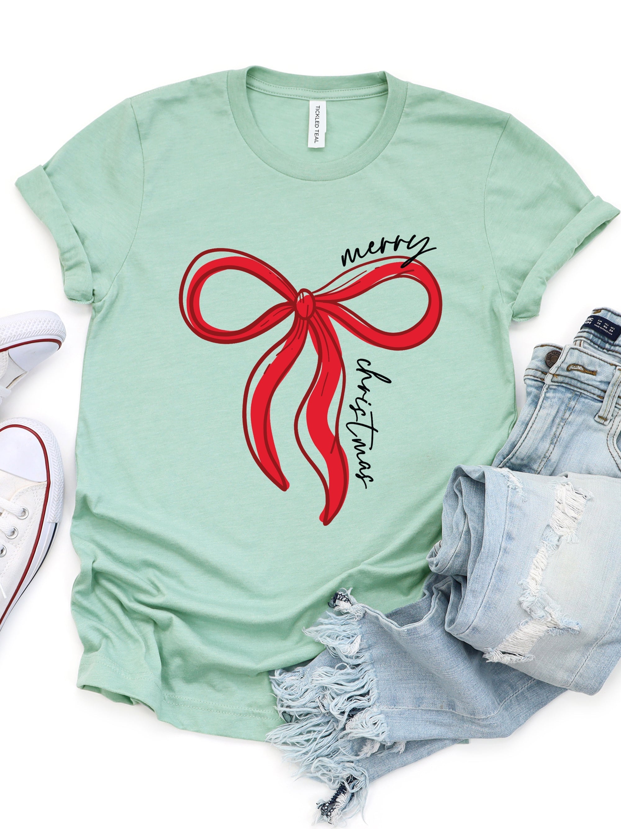 Merry Christmas Bow Graphic Tee