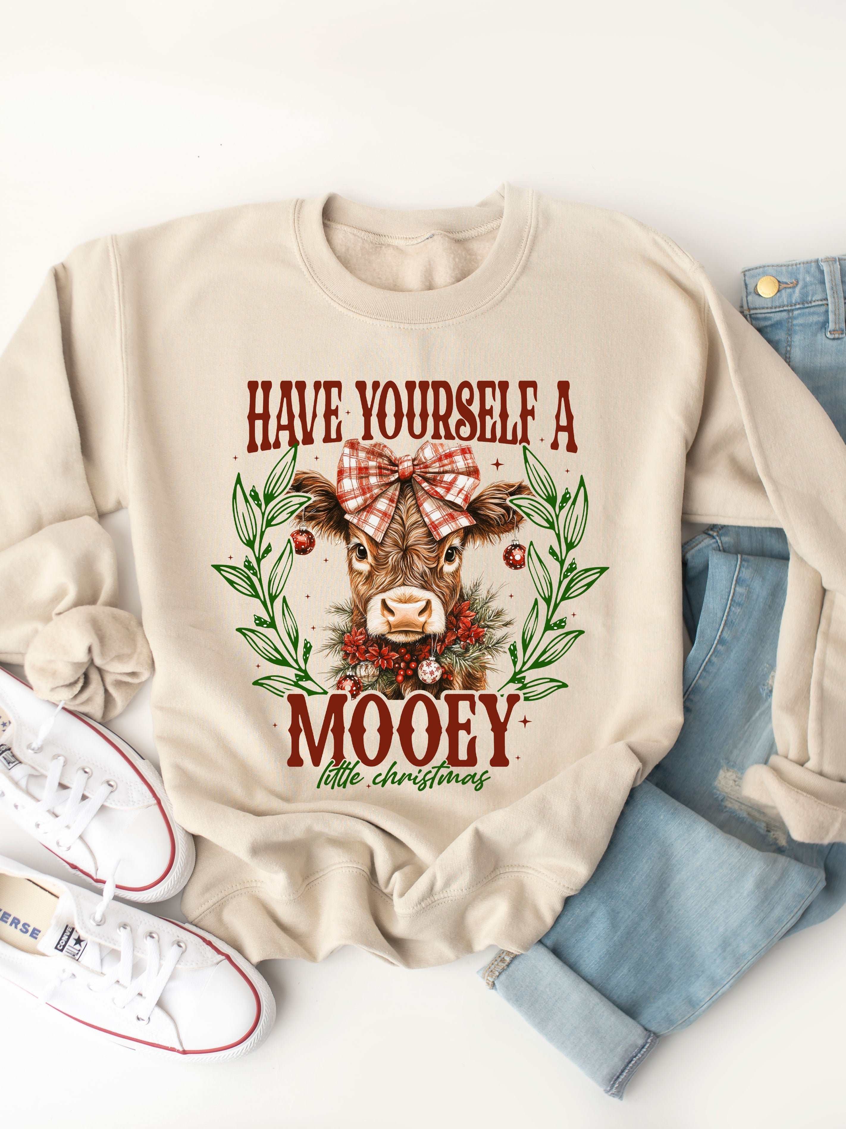 Have yourself a Mooey Little Christmas Graphic Sweatshirt