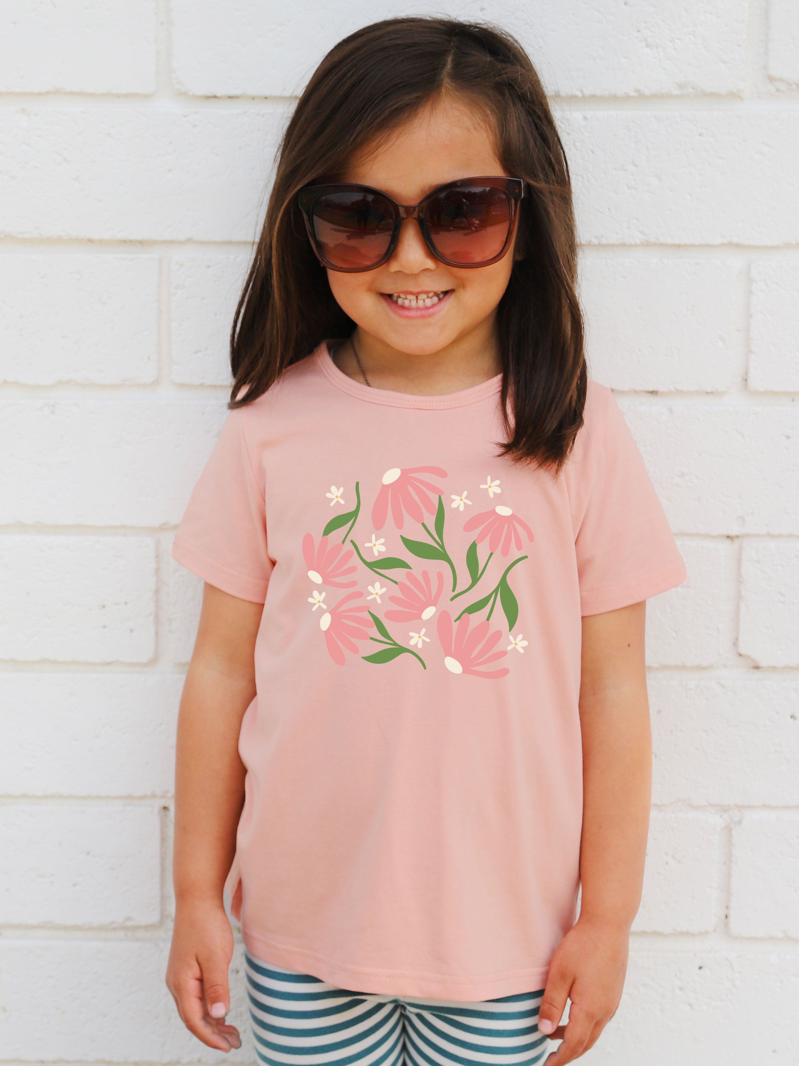 Pink Floral Kids Graphic Tee