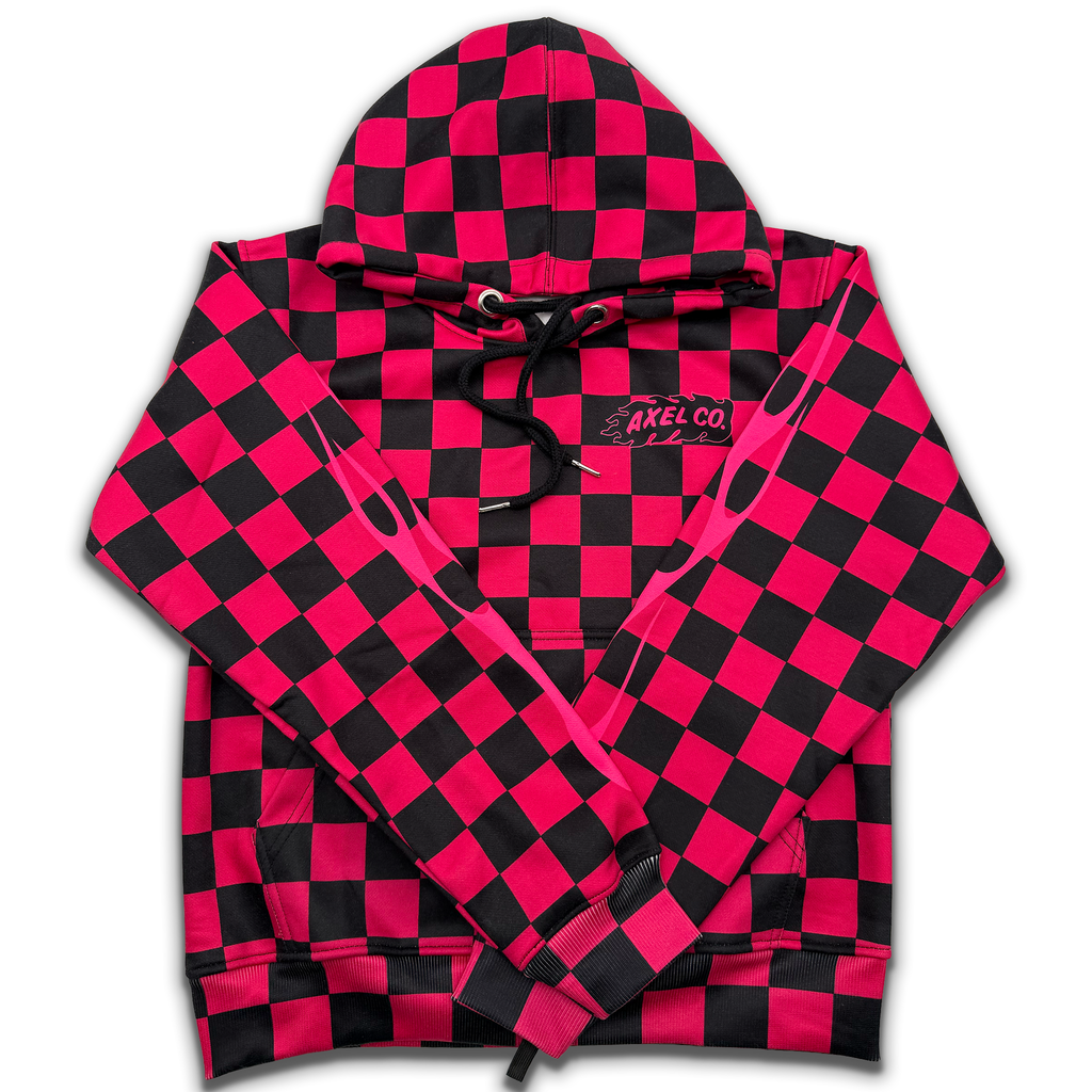PINK & Black Checkered Flame Hoodie