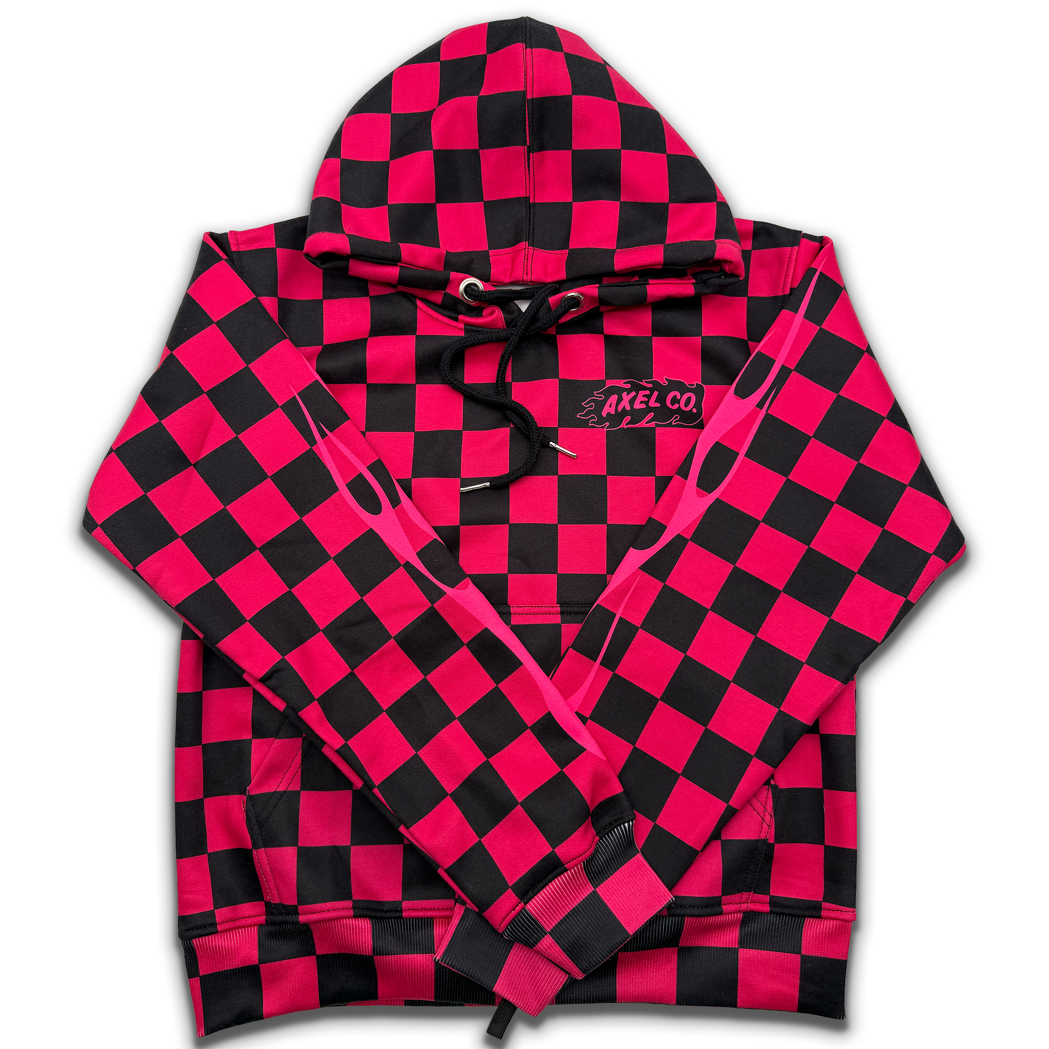 PINK & Black Checkered Flame Hoodie