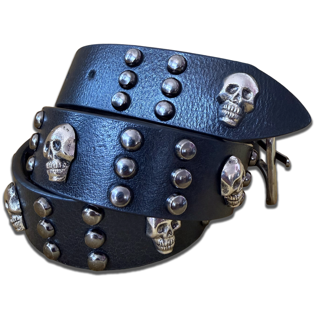 SKULL STUDDED LEATHER BELT